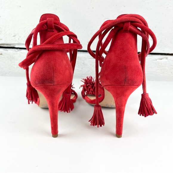 Gianni bini red tassle fringe heels suede - Picture 5 of 6